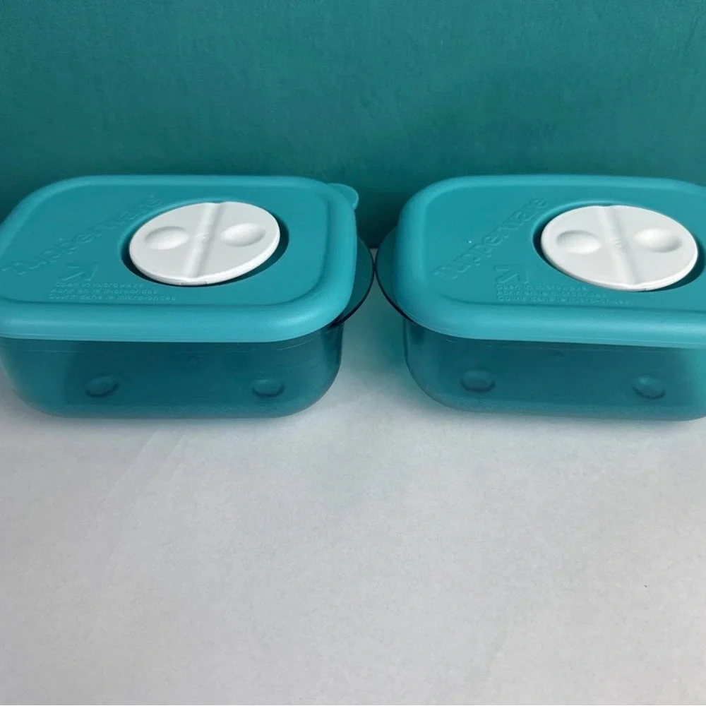 Tupperware Rock N Serve Small 1 Cup /260ml Peacock Blue Rare New Set Of 2 New